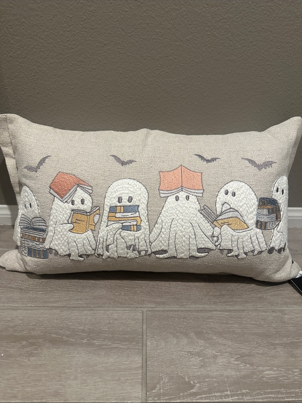 Cynthia Rowley Cream Embroidered Ghost Decorative Pillow